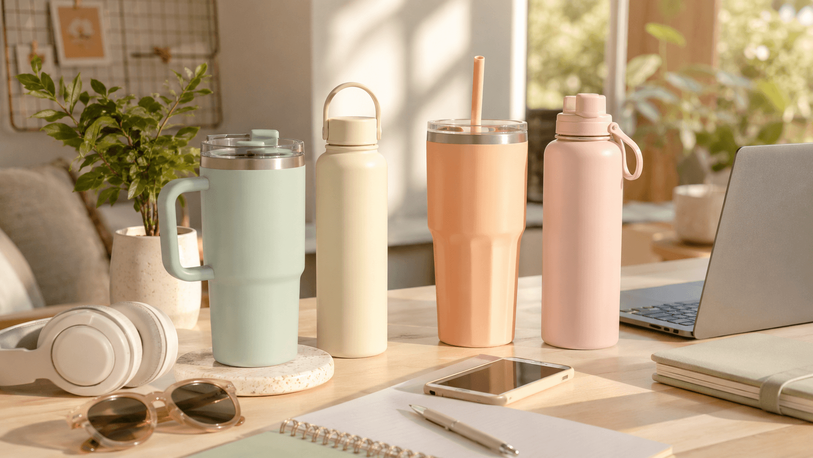Tumbler modern dengan desain stylish di meja kerja anak muda tahun 2026.